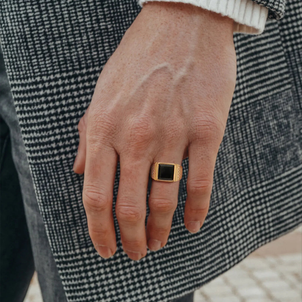 Bague Homme Pierre Noire Acier Inoxydable – CLEVI Paris