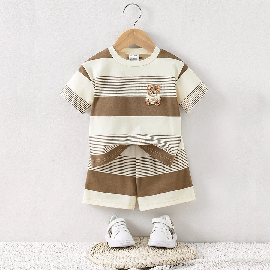Ensemble bébé rayé T-shirt et short – CLEVI Paris