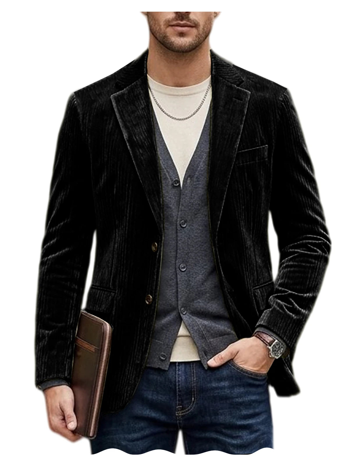Blazer homme en velours côtelé, coupe ajustée – CLEVI Paris