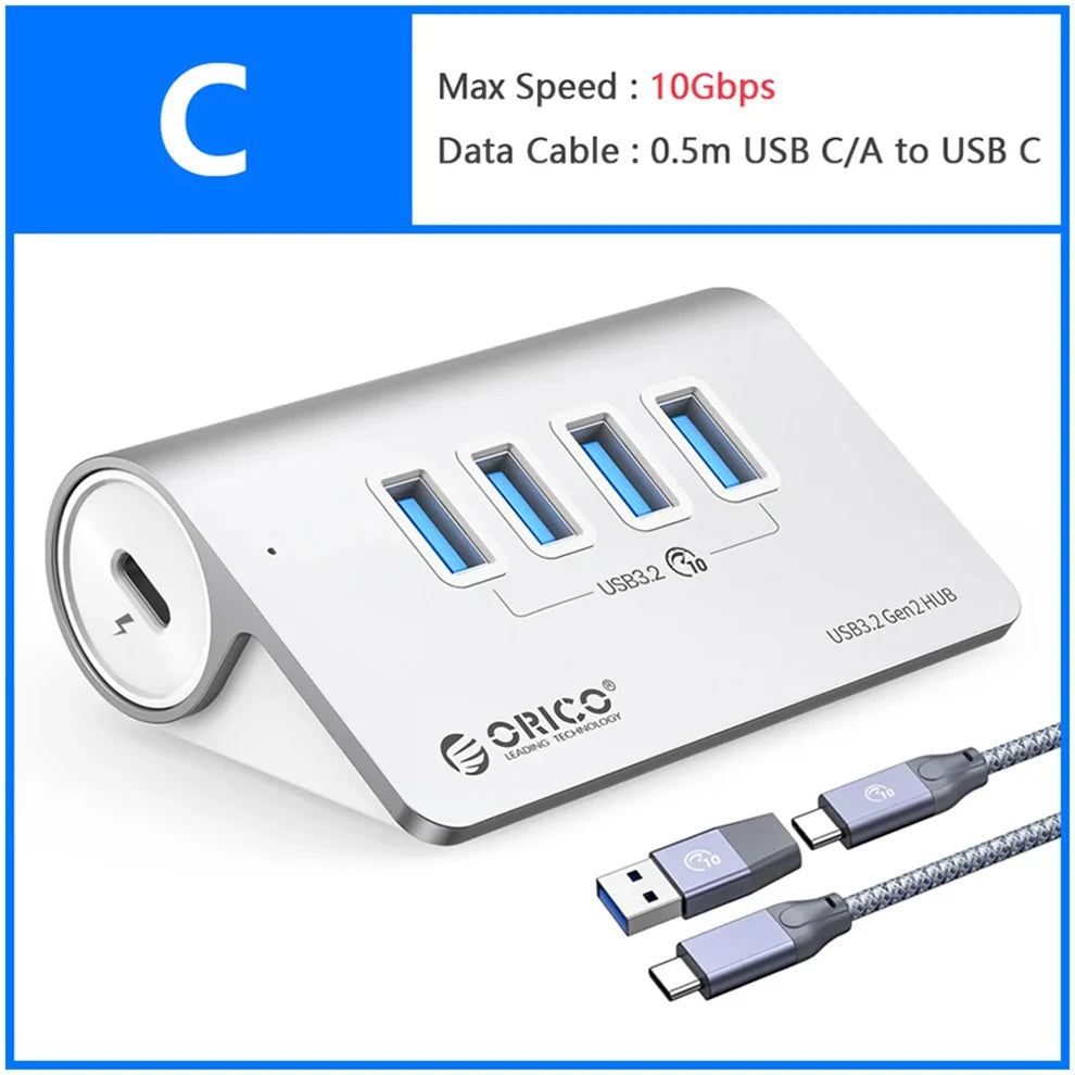 Docking Station ORICO USB-C 10Gbps 4 7 Ports PD60W Aluminium PC Mac – CLEVI Paris