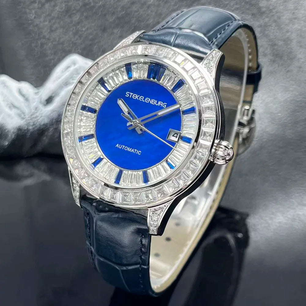 Montre Homme Luxe Automatique HUAYRA – Diamants Bracelet Cuir Lumineuse Étanche – CLEVI Paris