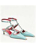 Sandales femme à talon fin et rivets – CLEVI Paris