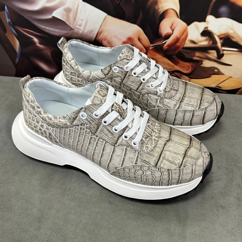 Sneakers basses homme grises à lacets – CLEVI Paris