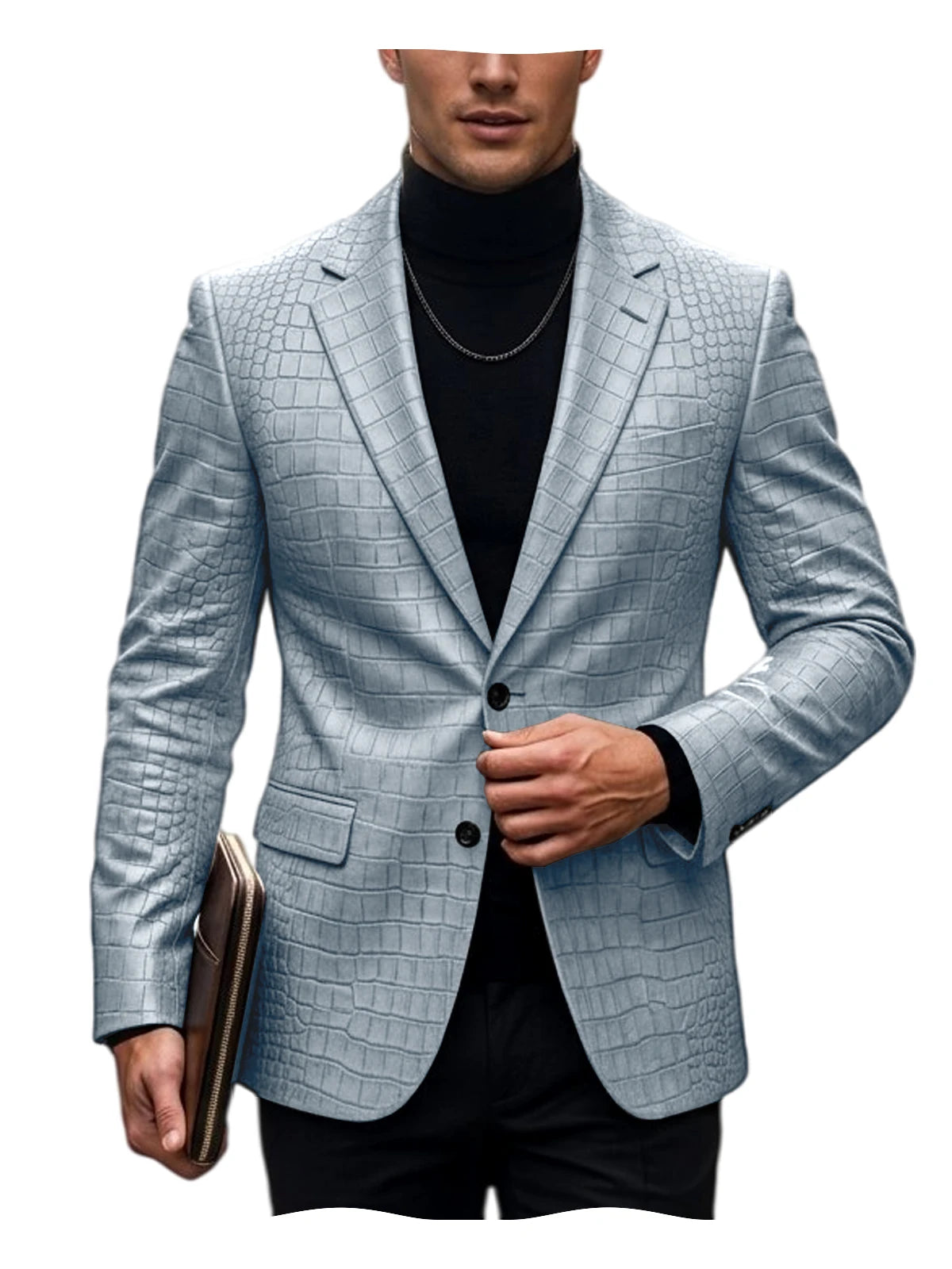 Blazer homme simili cuir crocodile à 2 boutons – CLEVI Paris