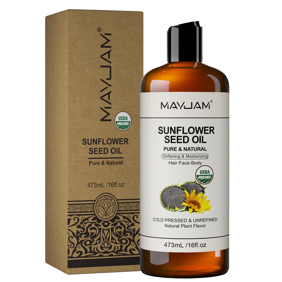 Huiles Végétales Pures MAYJAM 473ml – Argan, Jojoba, Coco, Amande Douce & Plus – CLEVI Paris