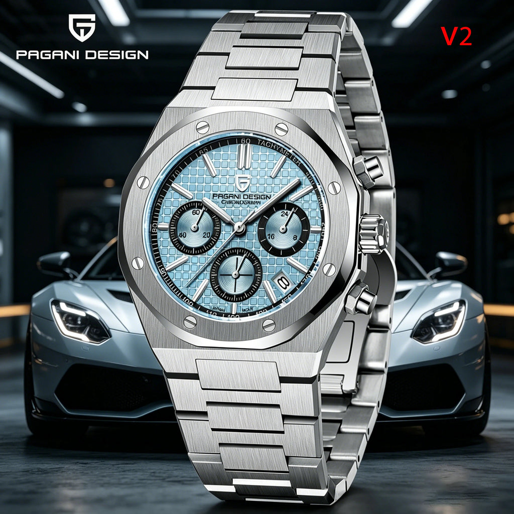 Montre Chronographe Homme Pagani Design VK63 Saphir Lumineux C3 Étanche 20 Bar Fashion 4 Coloris – CLEVI Paris