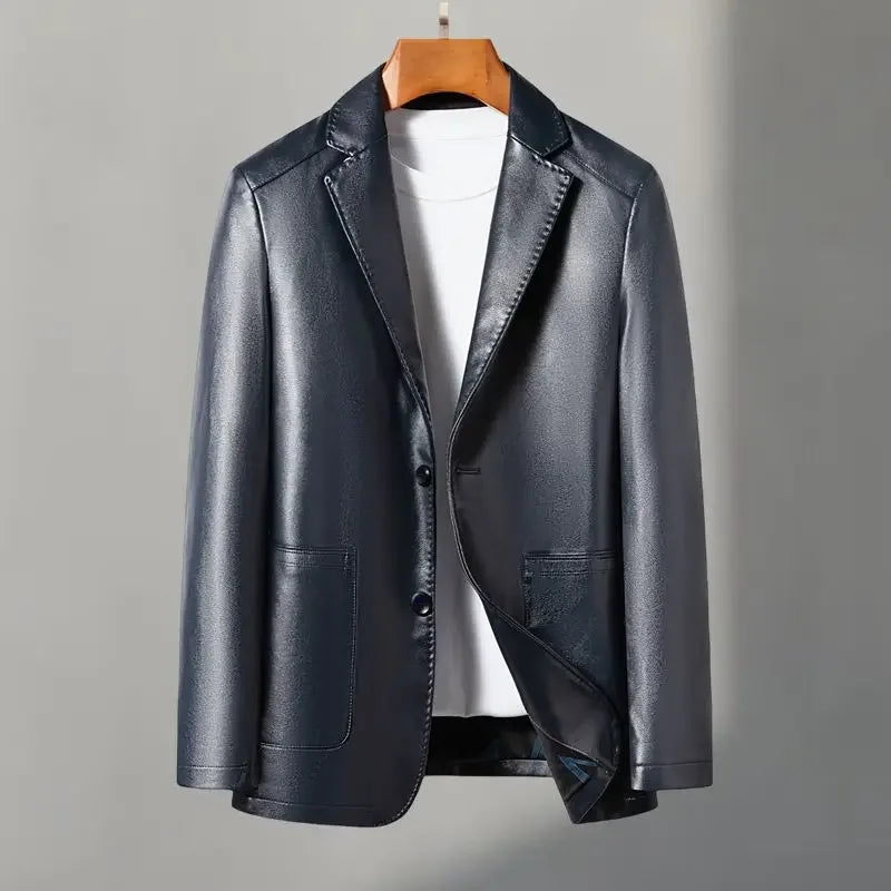 Blazer homme aspect cuir à deux boutons – CLEVI Paris