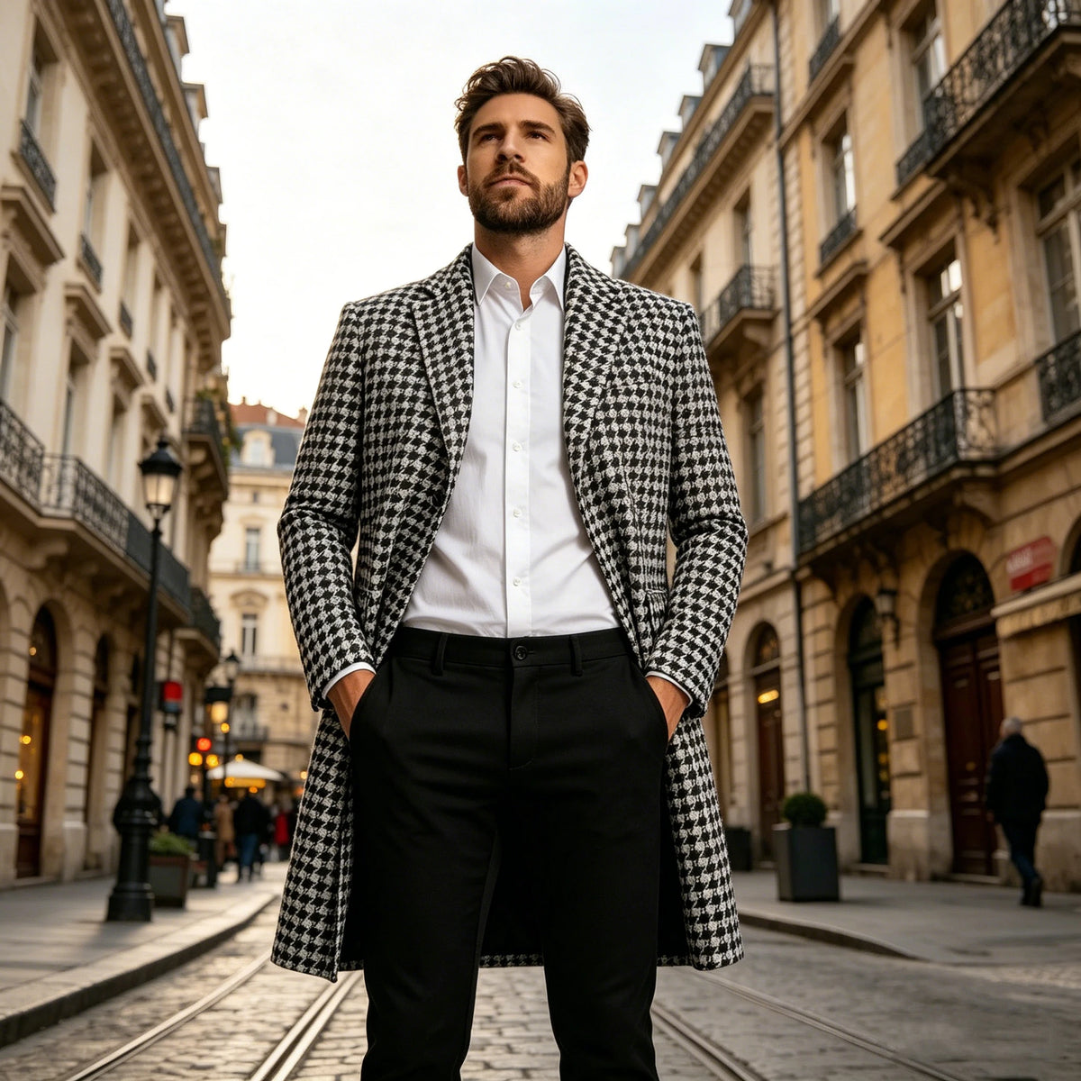 Manteau pied-de-poule homme – CLEVI Paris
