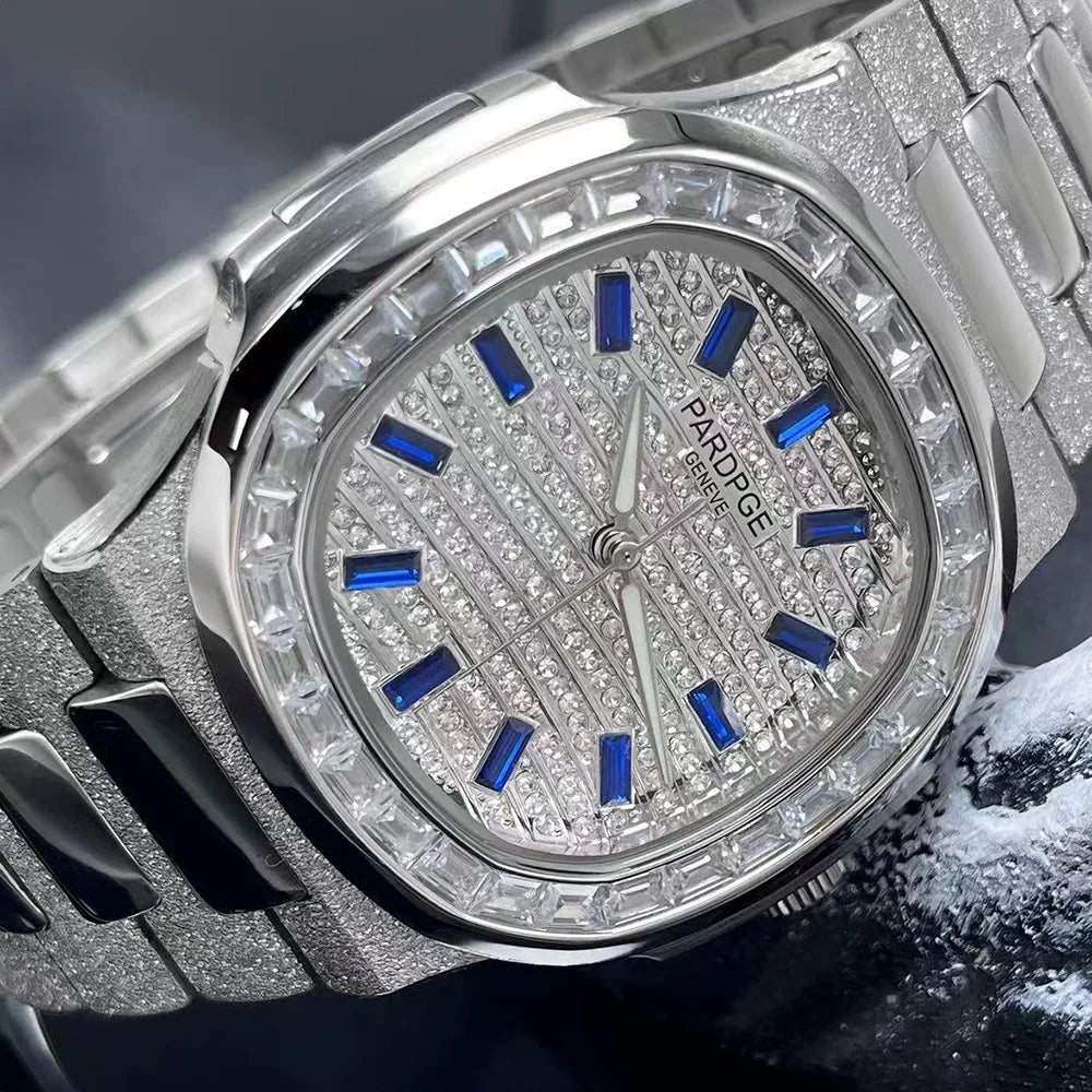 Montre Homme Automatique Carrée Index Diamants Lumineux Acier Huayra – CLEVI Paris
