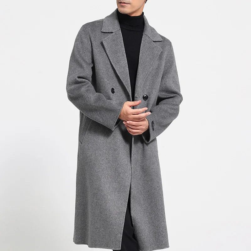 Manteau long homme cachemire double boutonnage – CLEVI Paris
