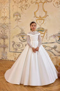 Robe longue de cérémonie fille drapée – CLEVI Paris
