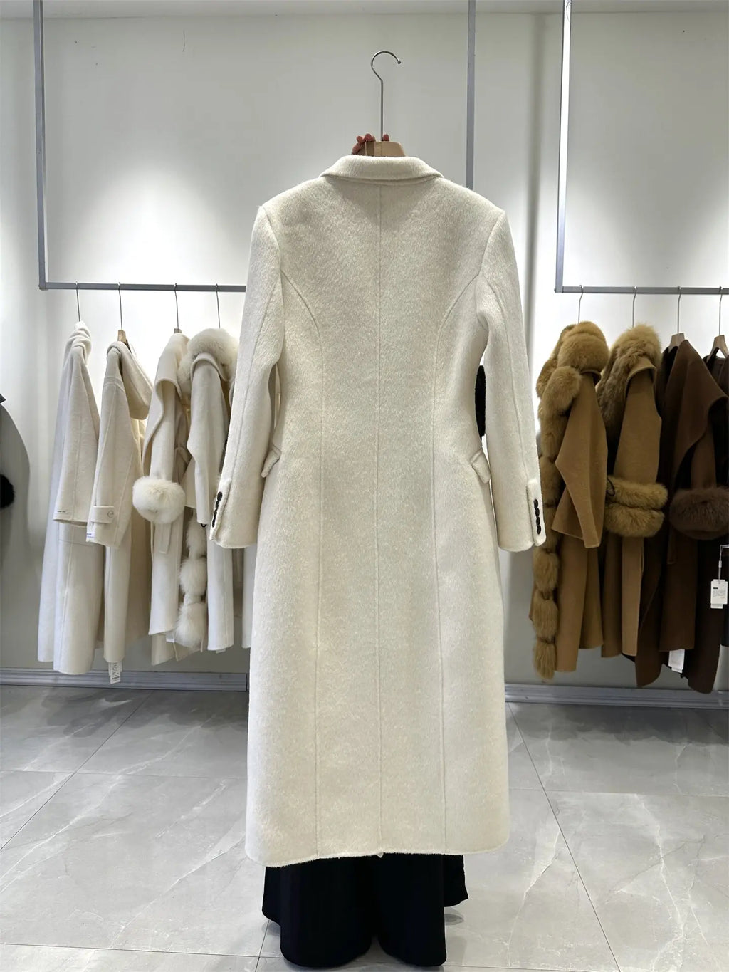 Manteau long femme en laine et alpaga – CLEVI Paris