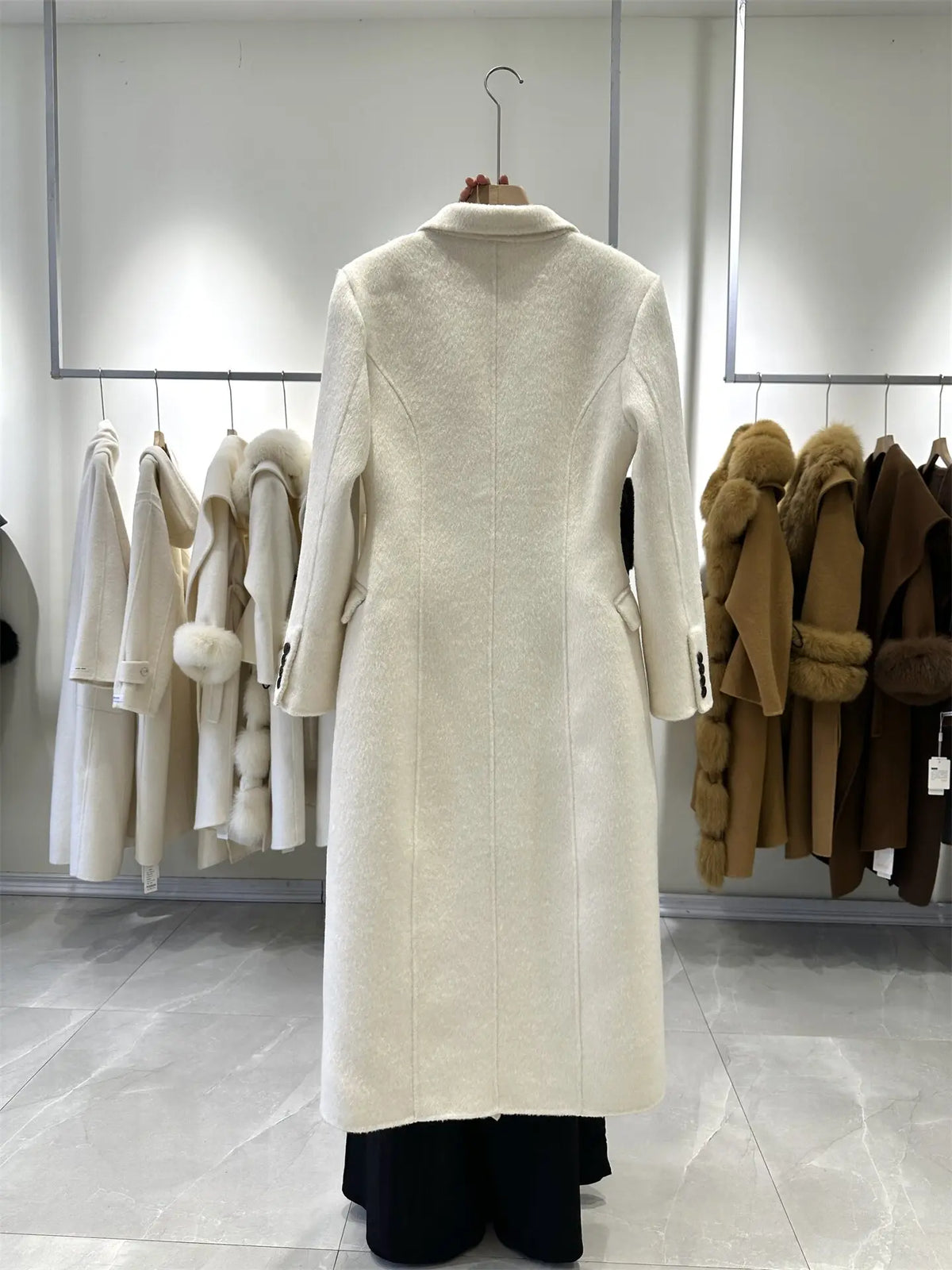 Manteau long femme en laine et alpaga – CLEVI Paris
