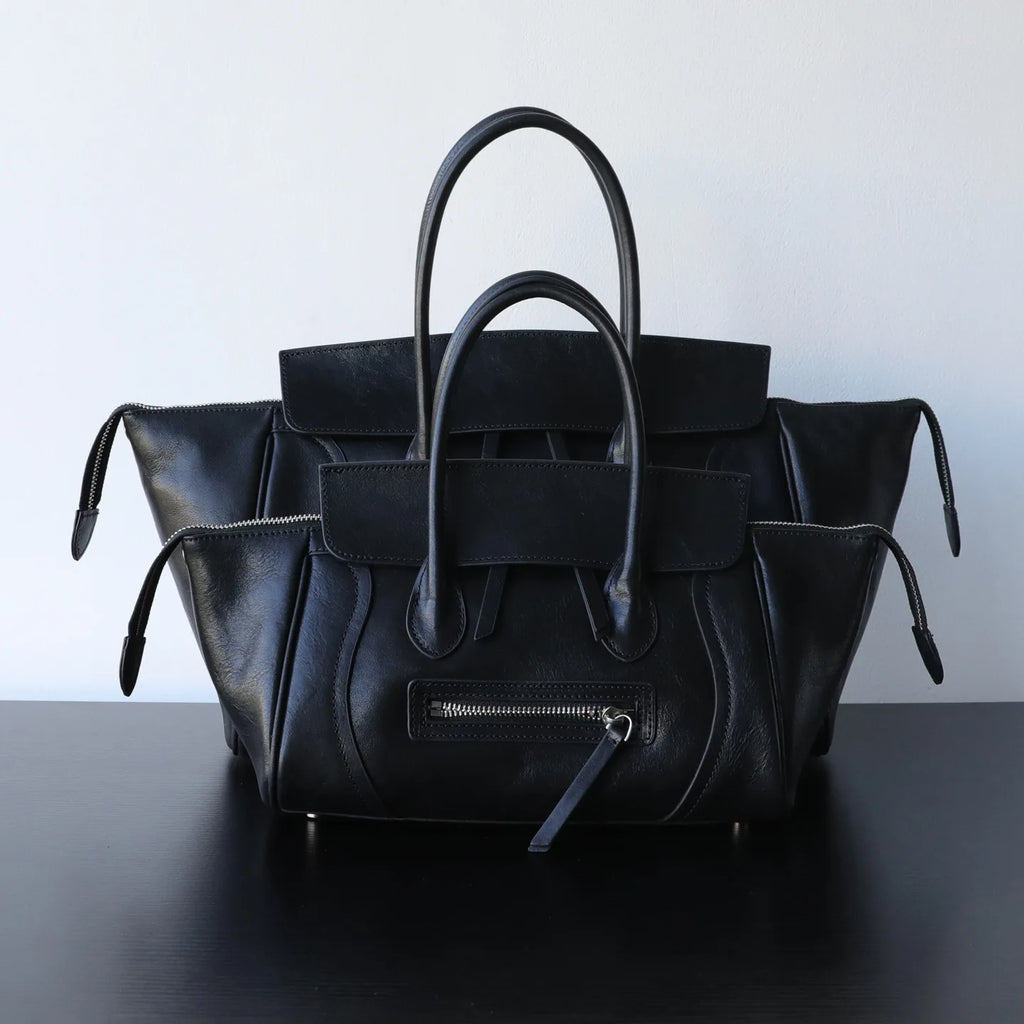 Boston Bag Cuir Véritable Femme Poche Zippée 2 Tailles – CLEVI Paris