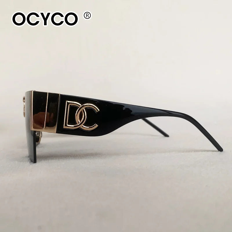 Lunettes de Soleil Carrées Sans Monture Vintage UV400 Dégradé Femme – CLEVI Paris
