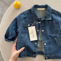 Veste enfant en denim bleu à boutons – CLEVI Paris