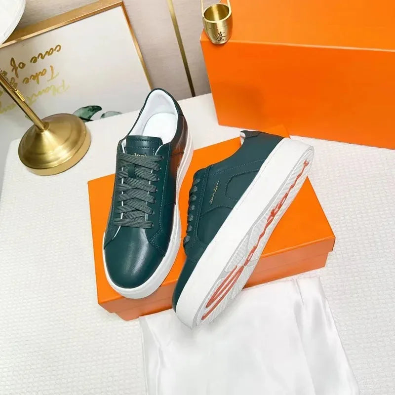Sneakers Cuir Blanc Plateforme Unisexe – CLEVI Paris