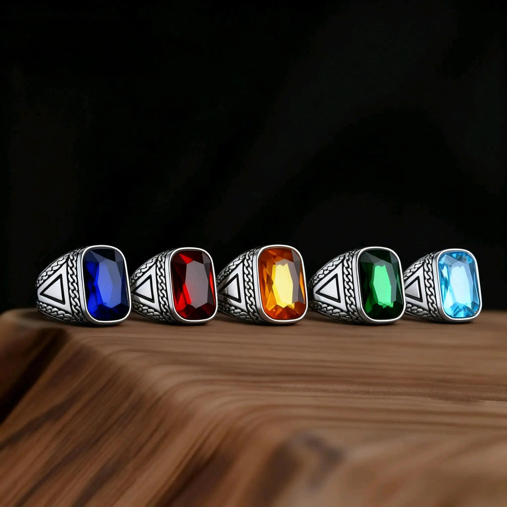 Bague Homme Acier 316L et Pierres Colorées – CLEVI Paris