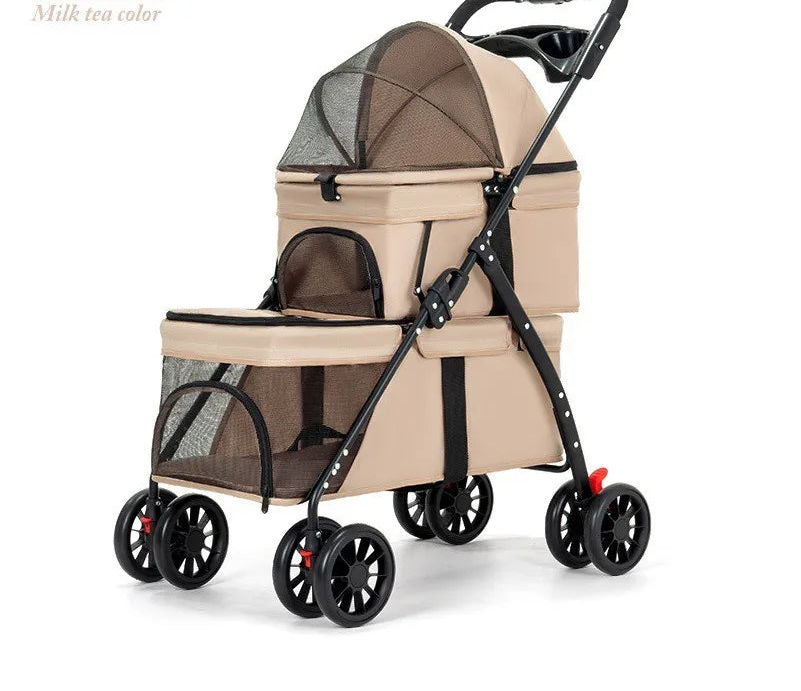 Poussette double pliable pour chien et chat – CLEVI Paris