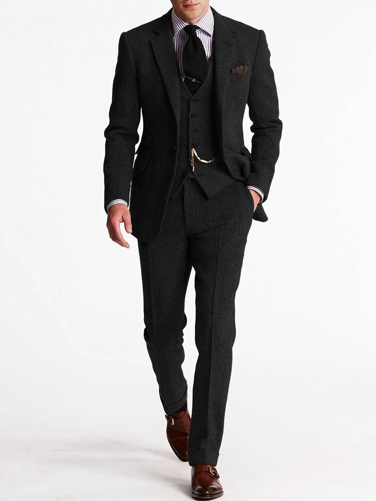 Costume homme en tweed 3 pièces – CLEVI Paris