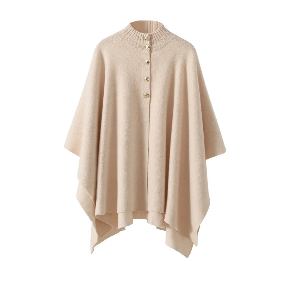 Poncho femme en cachemire à col boutonné – CLEVI Paris