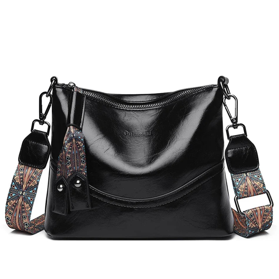 Sac Bandoulière Cuir Ciré Vintage Double Bretelles – CLEVI Paris