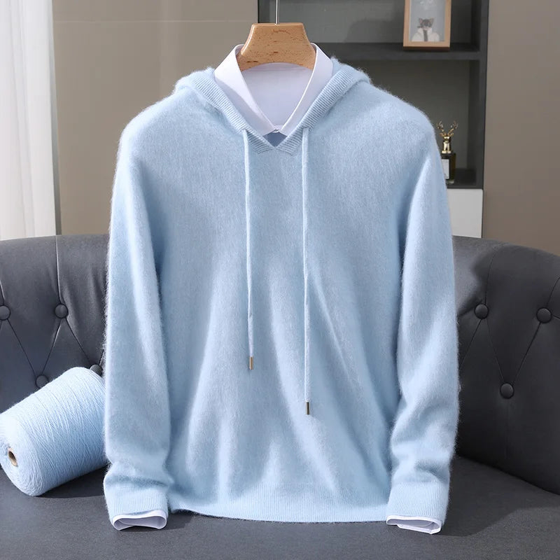 Pull Homme 100% Cachemire Vison À Capuche Coupe Ample MVLYFLRT – Tricot Épais Casual – 10 Coloris, S à XXXL – CLEVI Paris