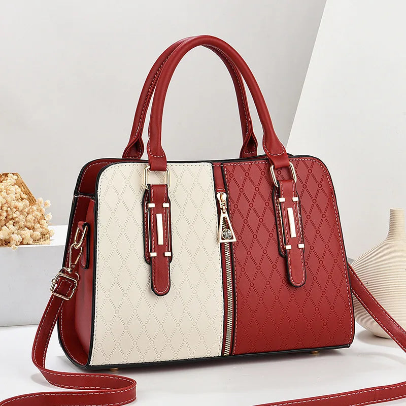 Sacoche Femme Effet Croco Bicolore Grande Capacité Épaule Bandoulière Bureau – CLEVI Paris