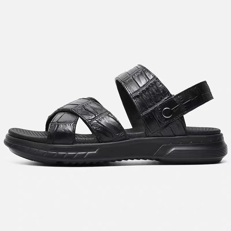 Sandales homme noires en cuir – CLEVI Paris