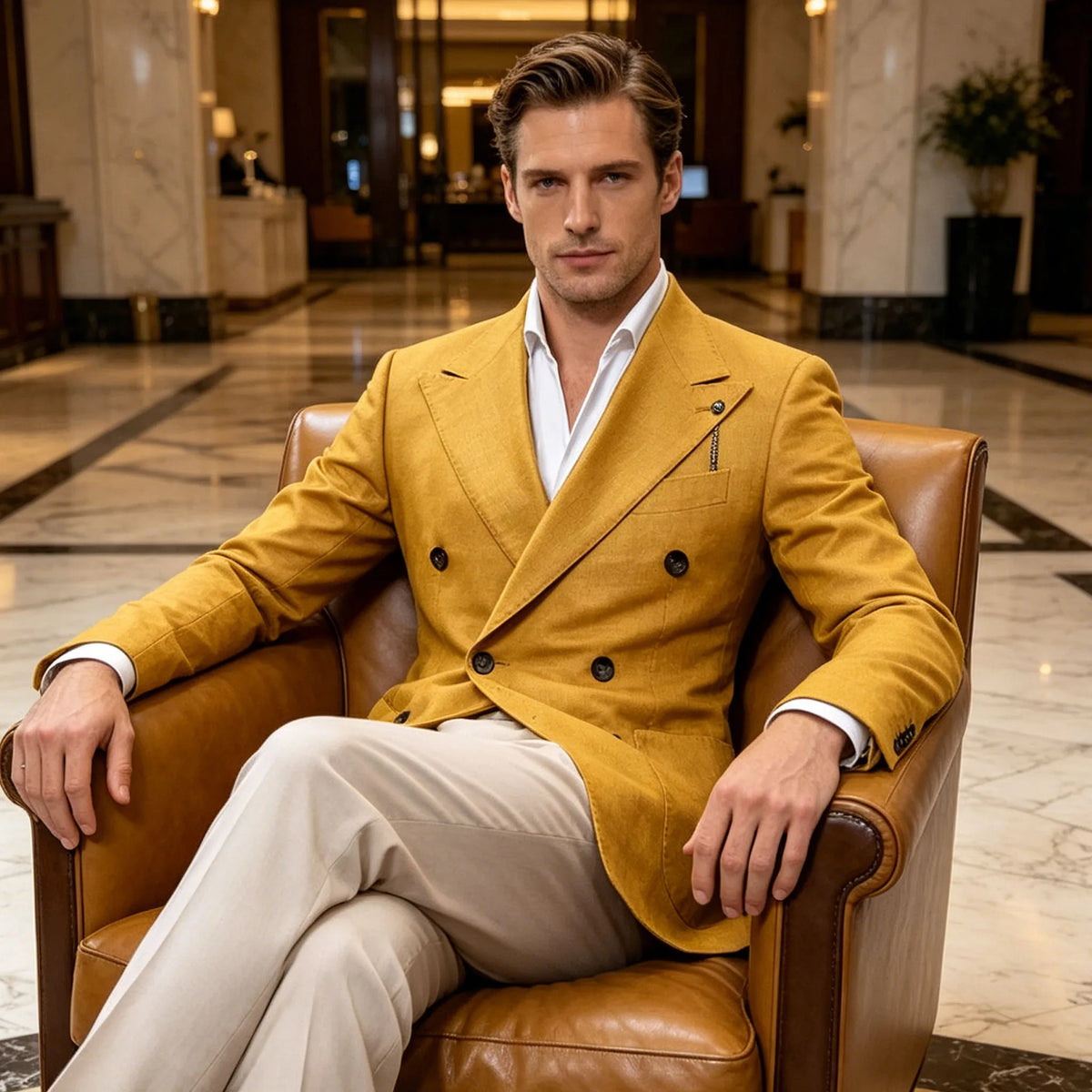 Blazer croisé lin et coton homme – CLEVI Paris