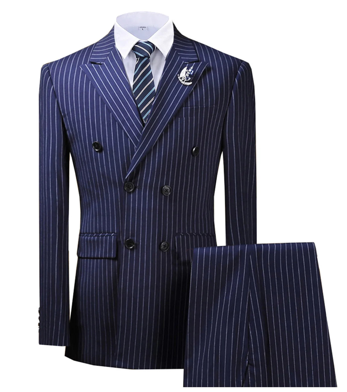 Costume 2 pièces homme rayé double boutonnage – CLEVI Paris