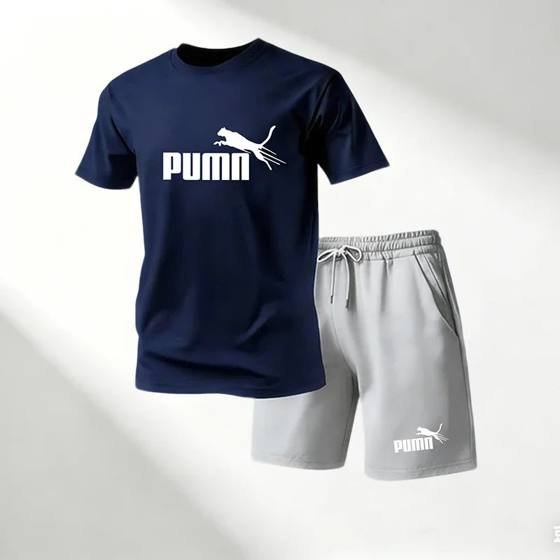 Lot de 2 Ensembles Homme T-Shirt Col Rond + Short Sport Séchage Rapide – CLEVI Paris