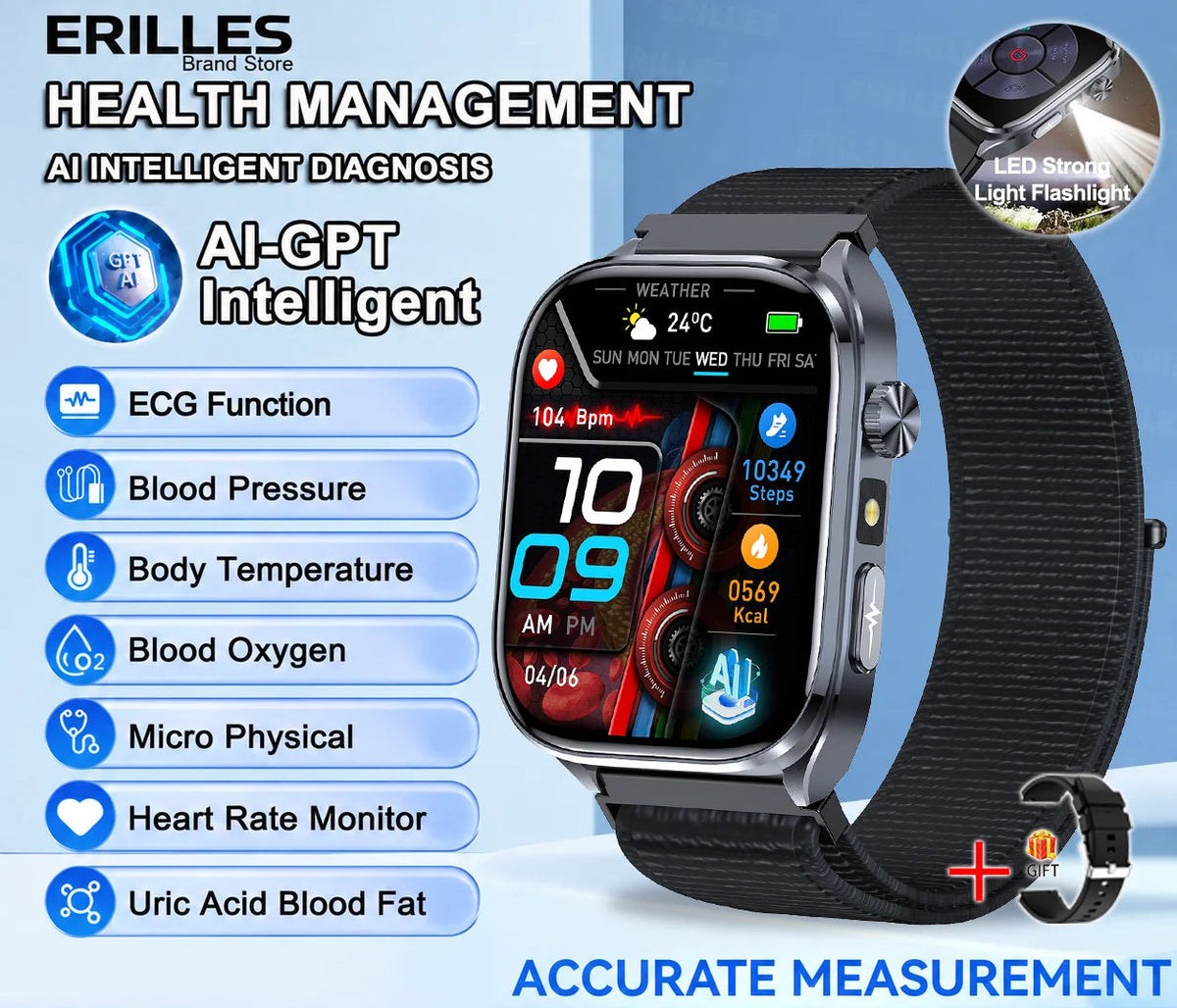 Montre Erilles ET572 AMOLED 2,01″ Bluetooth – CLEVI Paris