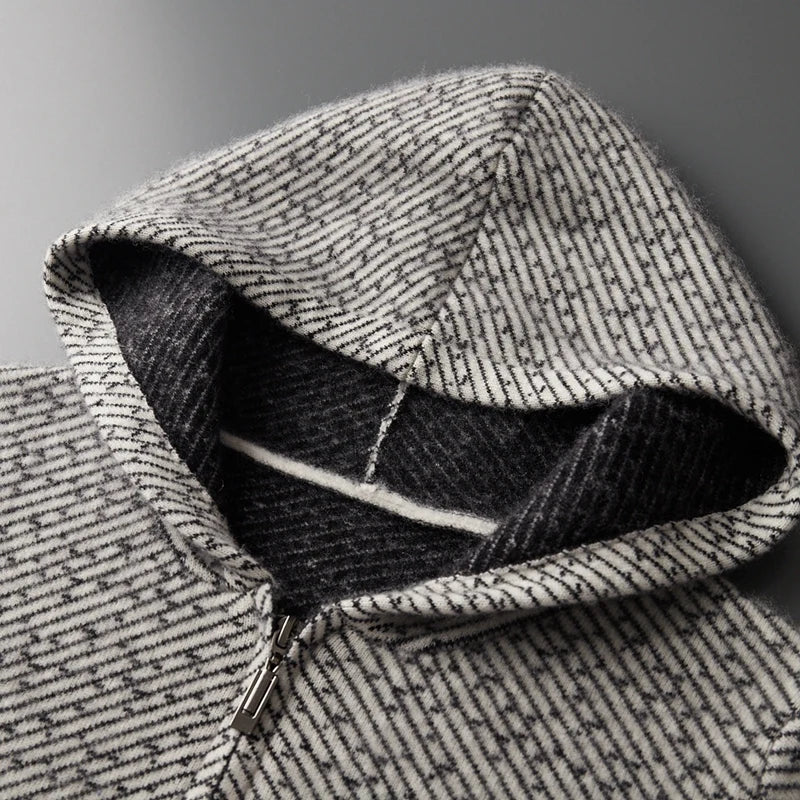 Cardigan Homme Laine Mérinos Zippé à Capuche – CLEVI Paris