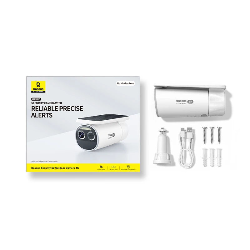 Caméra Solaire Extérieure Baseus S2 4K 8MP FOV 145° Radar+PIR Face ID IP67 512Go – CLEVI Paris