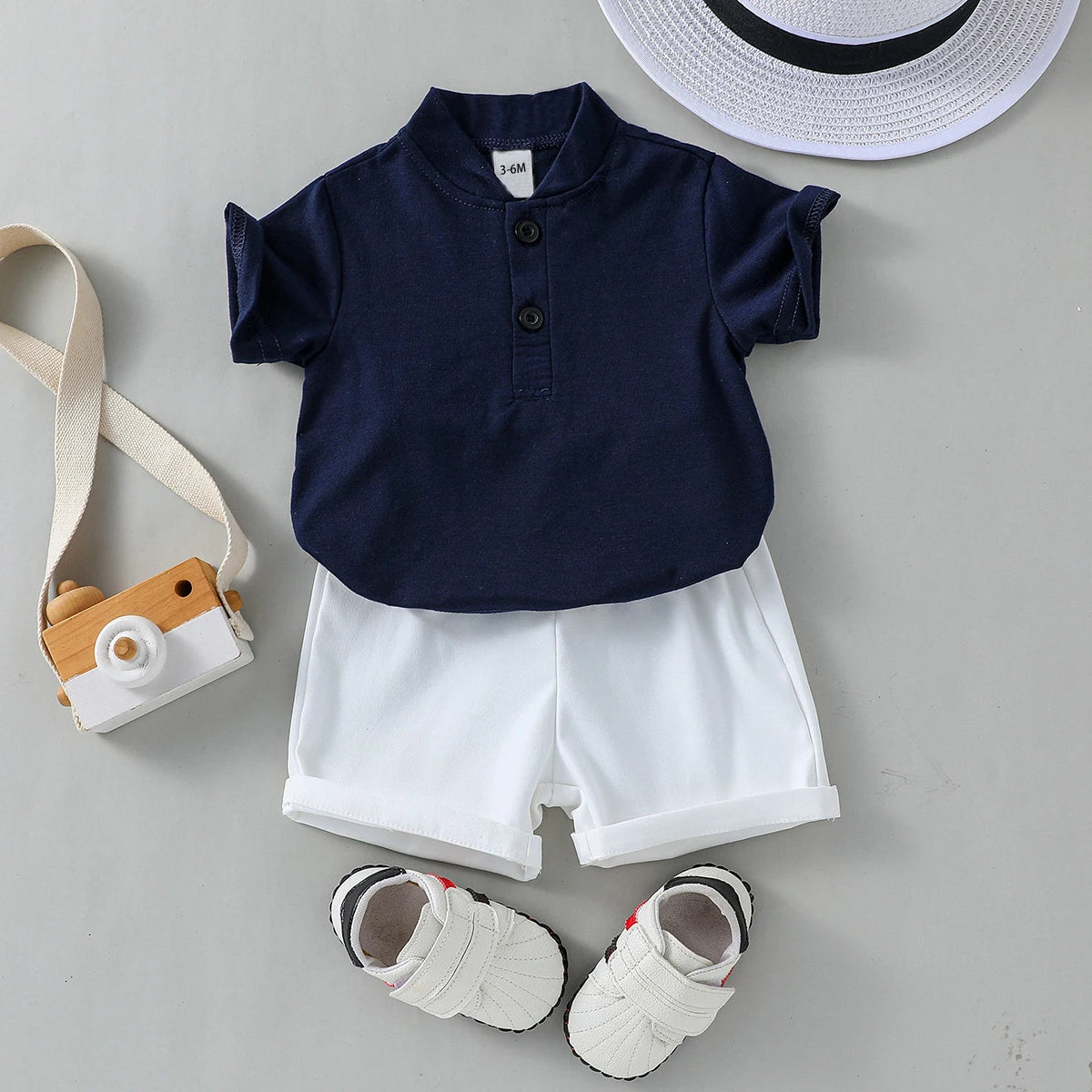 Ensemble bébé garçon T-shirt et short uni – CLEVI Paris