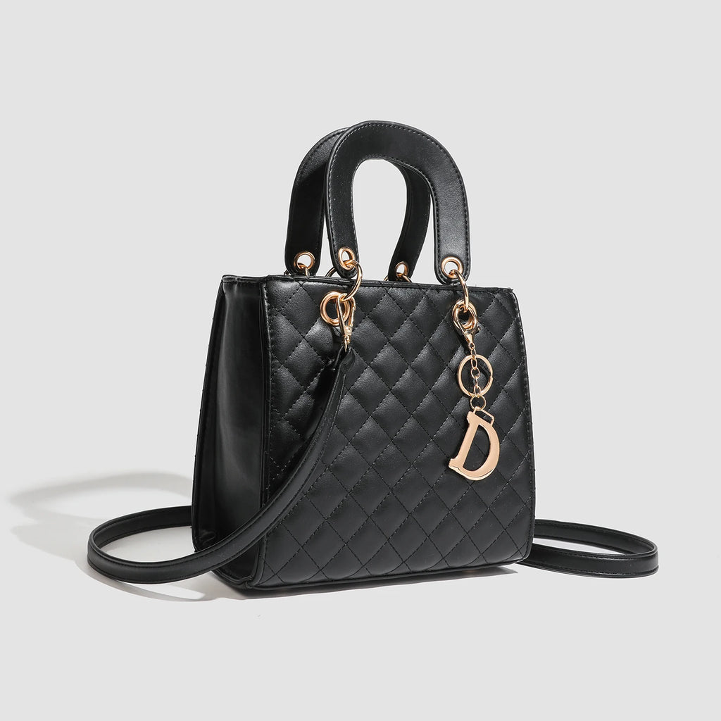 Sac Bandoulière Femme Cuir Motif Carreaux Souple 22×10×20cm Noir Blanc – CLEVI Paris