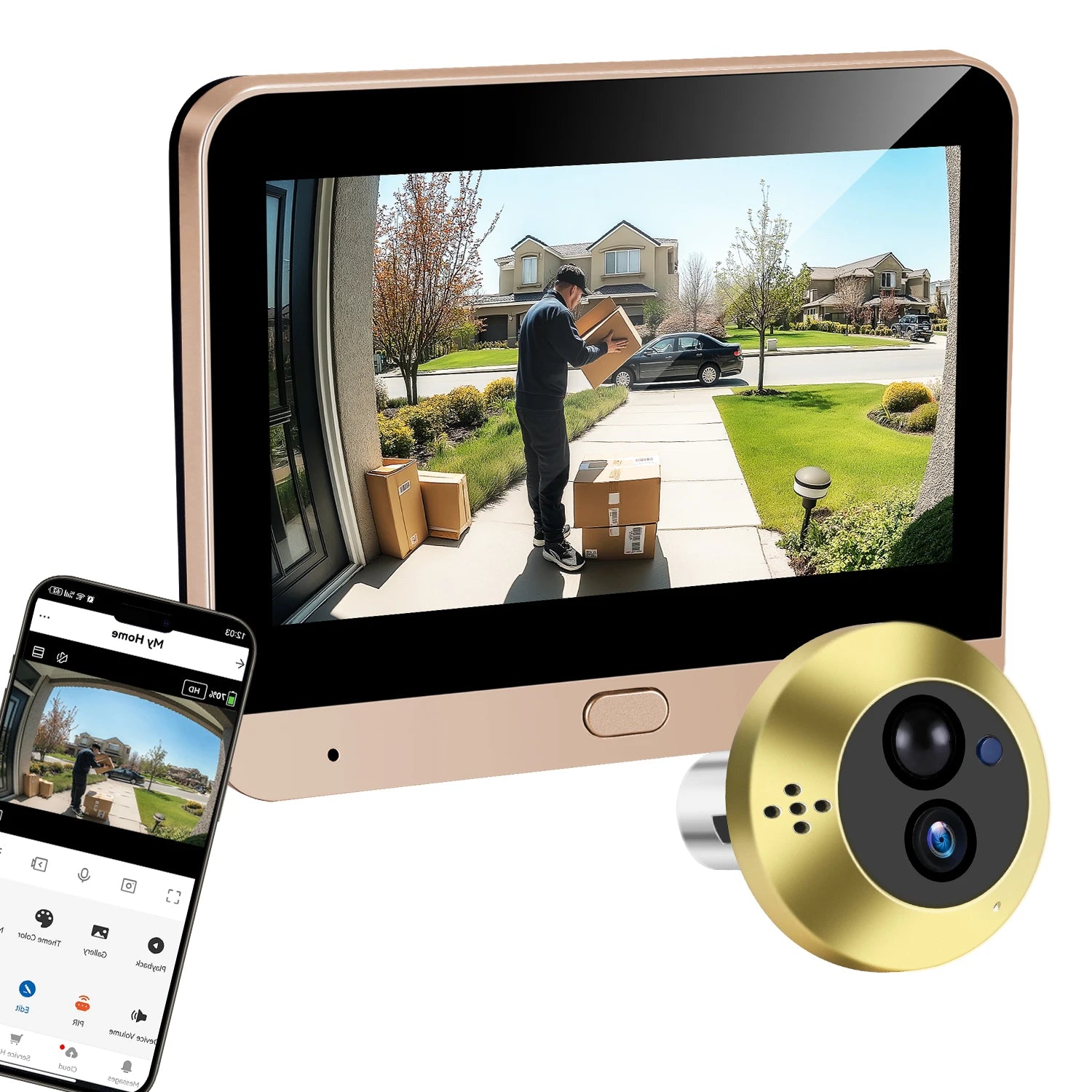 Judas Connecté WiFi 3MP TNTX Tuya – Visiophone Numérique 140°, Audio Bidirectionnel, Batterie 5000mAh, App Tuya/SmartLife