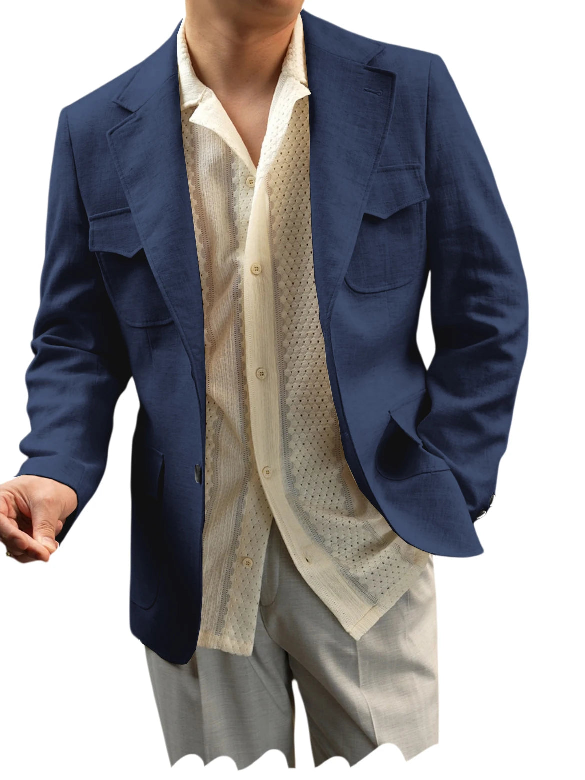 Blazer lin homme beige léger – CLEVI Paris