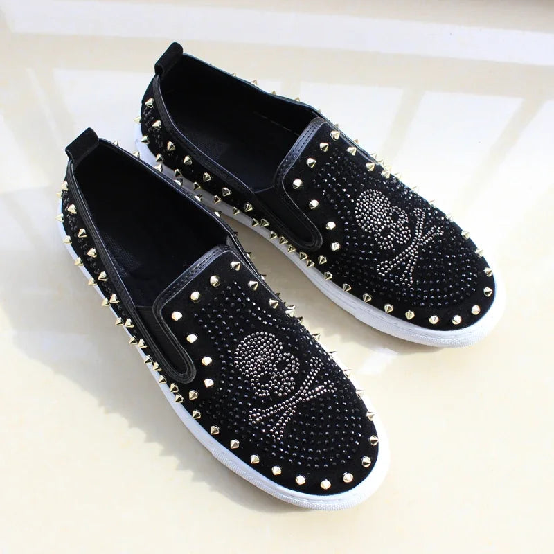 Mocassins Homme Cuir Rivets Skull – CLEVI Paris