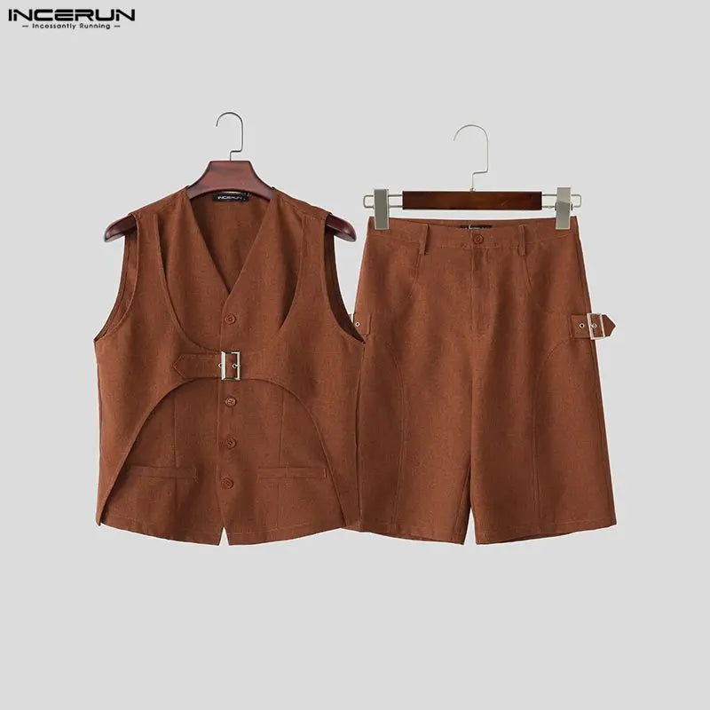 Ensemble 2 Pièces Homme Débardeur Col V Sans Manches + Short Taille Élastique Casual Streetwear 3 Coloris – CLEVI Paris