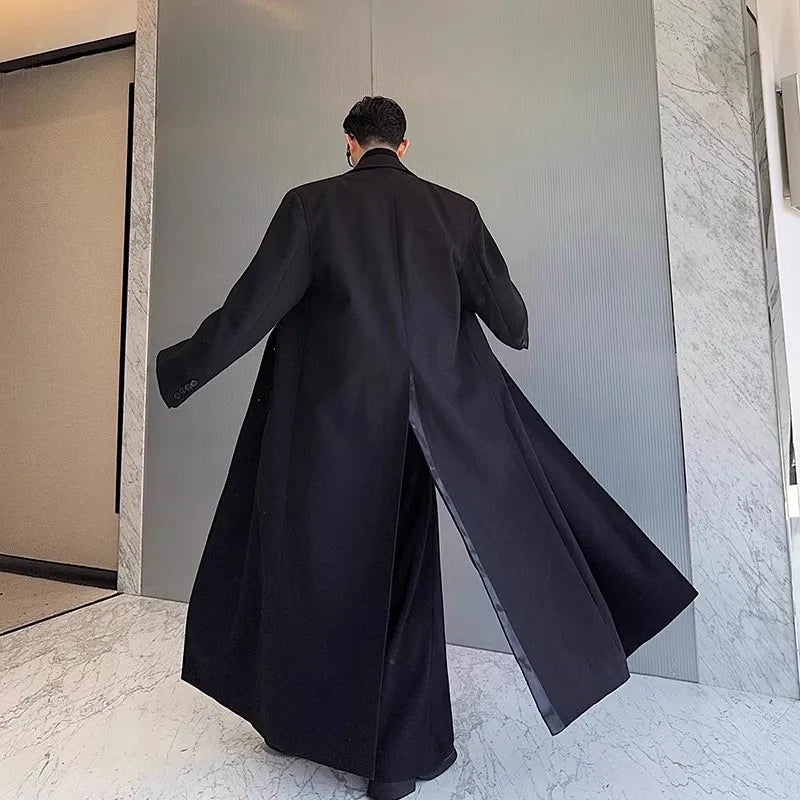 Trench extra-long noir homme – CLEVI Paris