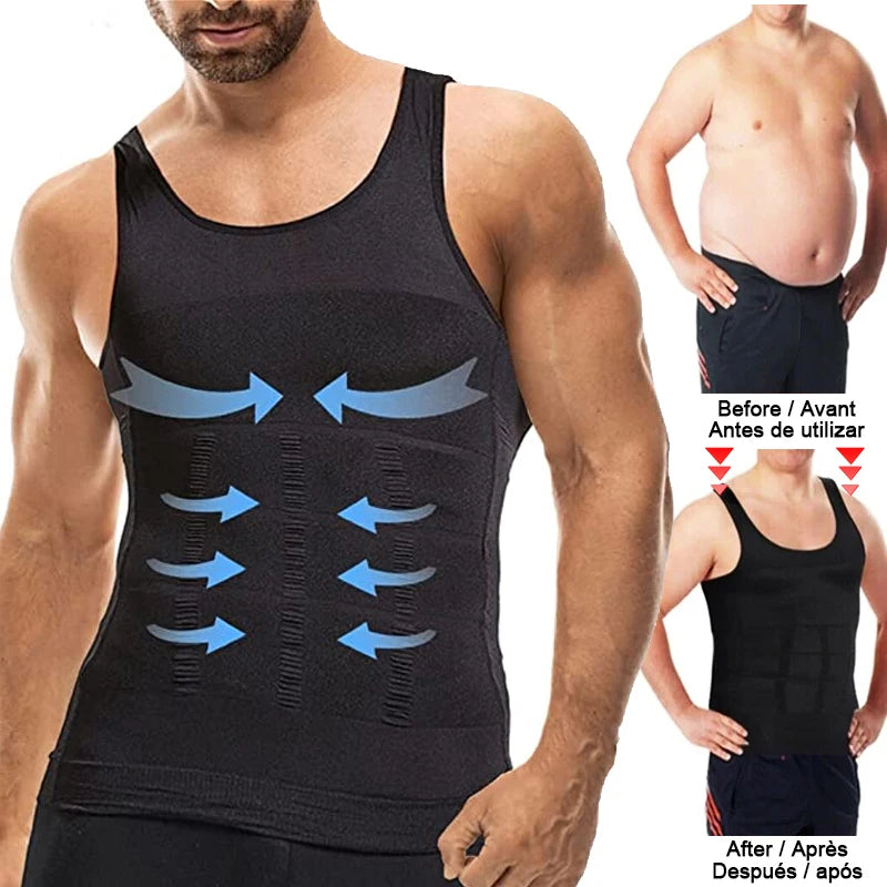 Gaine Amincissante Homme Débardeur Compression Ventre Plat Soutien Dorsal – CLEVI Paris