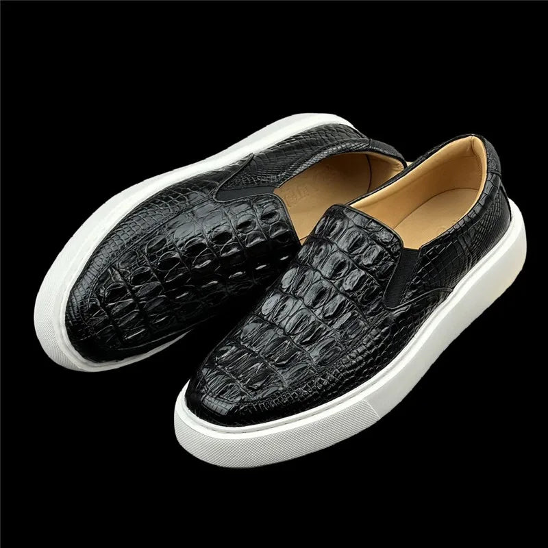 Mocassins homme noirs en peau de crocodile – CLEVI Paris
