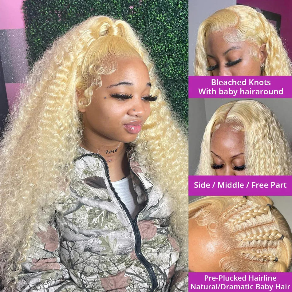 Perruque Bouclée Blonde 613 HD Lace 13x4 13x6 Cheveux Humains – CLEVI Paris