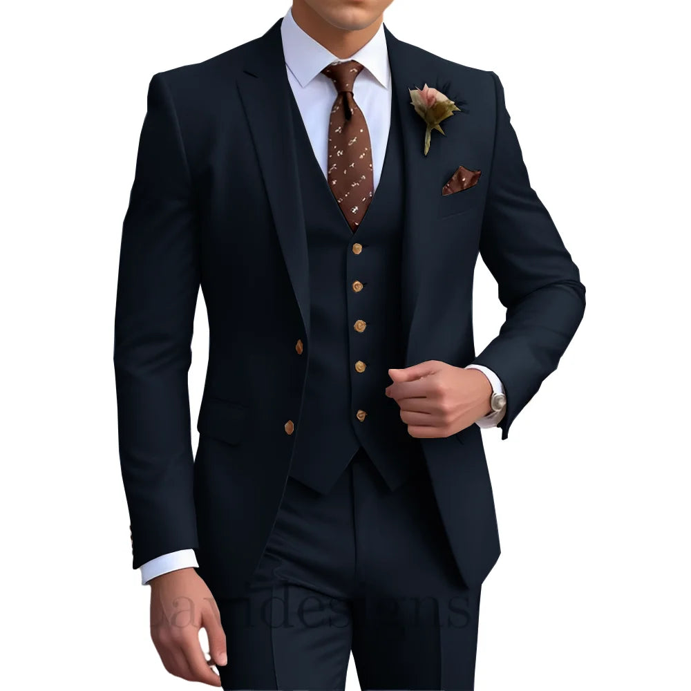 Costume homme 3 pièces, coupe droite plissée – CLEVI Paris