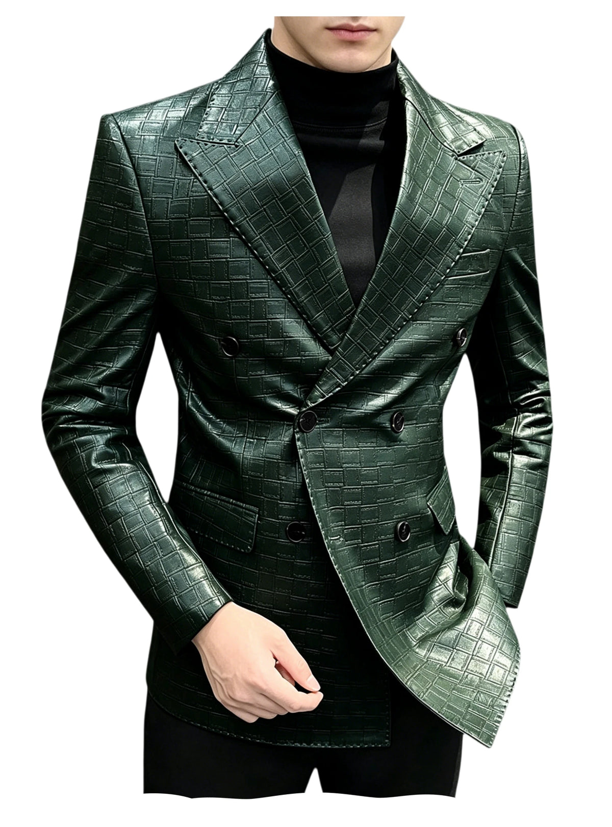 Blazer similicuir homme effet croco – CLEVI Paris