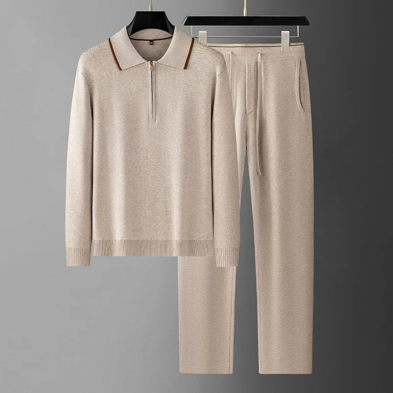 Ensemble homme Minglu en maille à col zippé – CLEVI Paris
