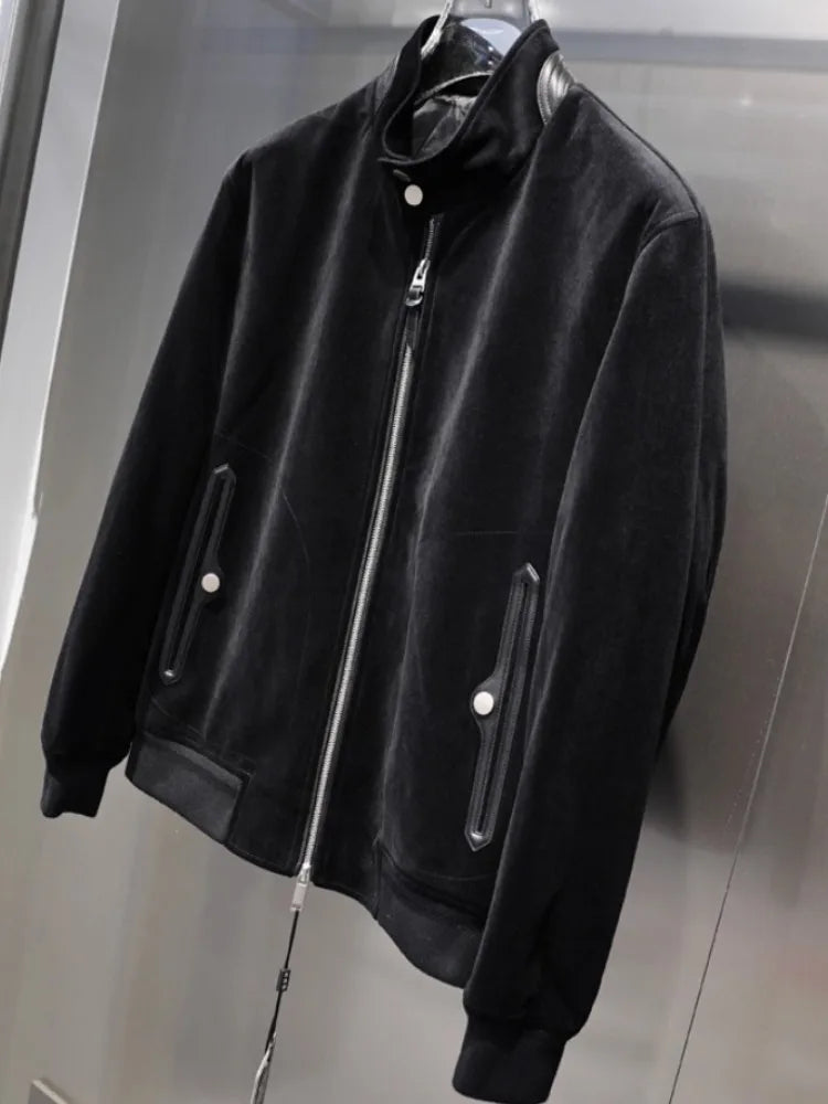 Blouson homme aspect velours à col montant – CLEVI Paris