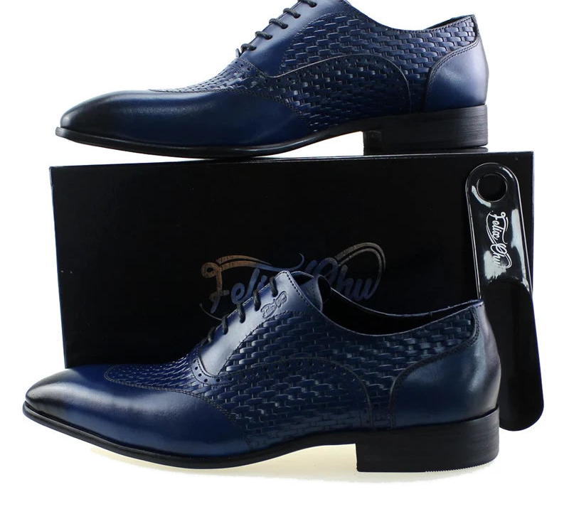Oxford Cuir Véritable Homme Style Italien Bout Pointu Lacets Bureau & Mariage – CLEVI Paris